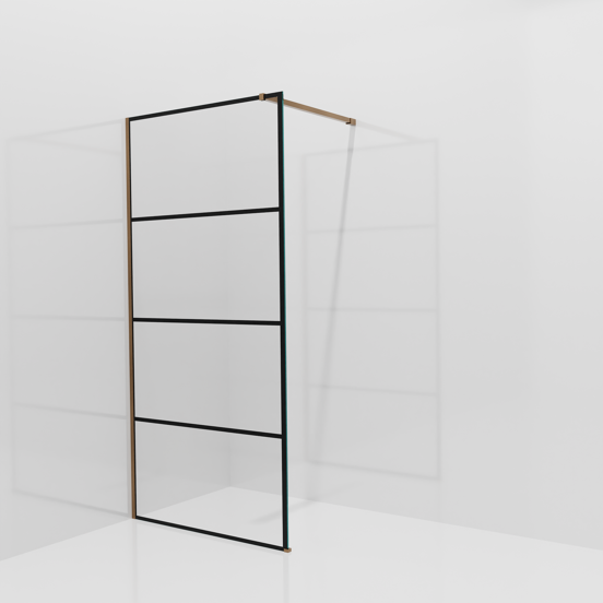 Balmani Modular douche à l'italienne: 100 x 200 cm, Lined, avec coating, Profil Brushed Rosegold