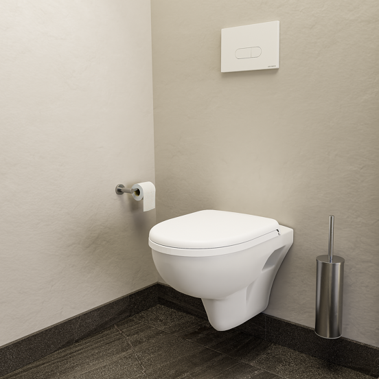 Linie Enzo Hänge WC: Weiß matt, offener Spülrand, inkl. Luxus WC Sitz