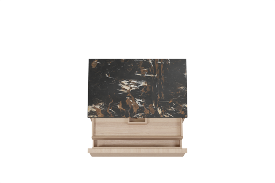Balmani Forma zwevend badkamermeubel 90 x 55 cm natuur eik met Stretto enkel tablet in marmer portoro gold, Horizontale symmetrische rechte ribbel