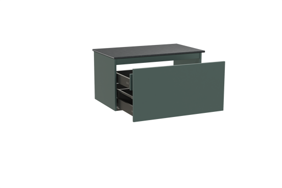 Balmani Sfera meuble salle de bains suspendu 90 x 55 cm forest avec Stretto tablette simple en granit noir