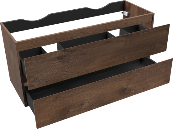 Linie Lado zwevende wastafelonderkast 120 x 46 cm bruine eik 2 lades