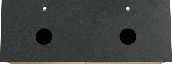 Balmani Mitra hängendes Möbelstück Set: 150 x 55 cm, Rohe Eiche, mit Facetta Doppel Waschtischplatte, Schwarzes Granit
