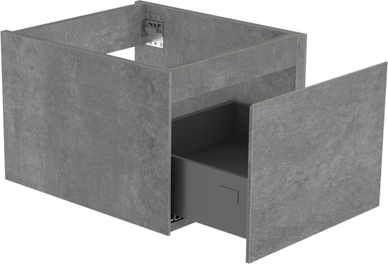 Storke Edge hängender Waschbeckenunterschrank: 45 x 52 cm, Beton dunkelgrau, 1 Schublade