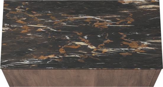 Balmani Eclips hängendes Möbelstück Set: 120 x 55 cm, Amerikanischer Nussbaum, mit Stretto Einzel Waschtischplatte Portoro Gold Marmor