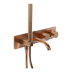 Blaufoss Round Thermostat Unterputz Badewannenarmatur: Brushed Rosegold, Einbauelement inklusive, mit Brausekopf