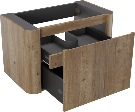 Storke Soft zwevende wastafelonderkast 80 x 46 cm Ruwe eiken 2 lades