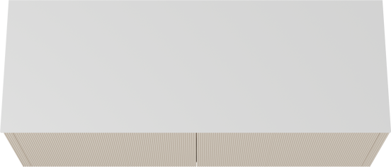 Balmani Eclips meuble salle de bains suspendu 150 x 55 cm Sandbeige avec Stretto tablette simple ou double en Solid Surface blanc mat, Nervure droite symétrique verticale
