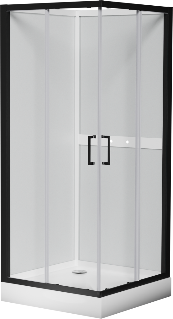 Luca Varess Talan douchecabine met schuifdeuren 90 x 90 cm helder glas mat zwart profiel