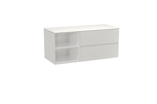 Storke Edge zwevend badmeubel 120 x 52 cm hoogglans wit met Tavola enkel of dubbel wastafelblad in solid surface mat wit