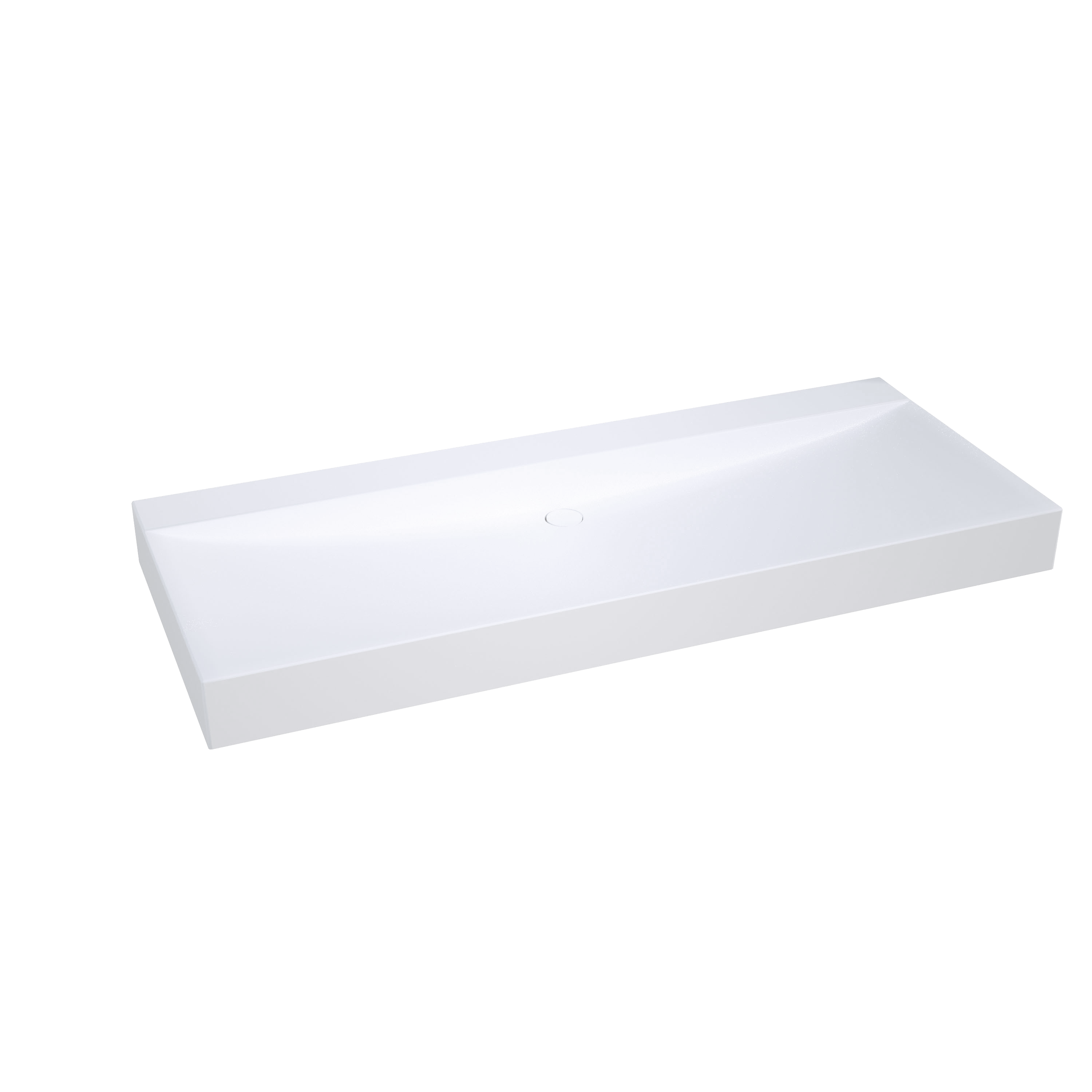 Balmani Wave enkele wastafel voor 2 kraangaten matte Solid Surface 135 x 55,5 cm