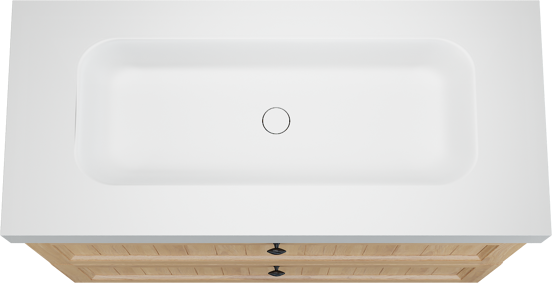 Balmani Lemon meuble salle de bains à poser 120 x 55 cm, placage chêne naturel avec Arcato lavabo simple pour 2 trous de robinet en blanc mat