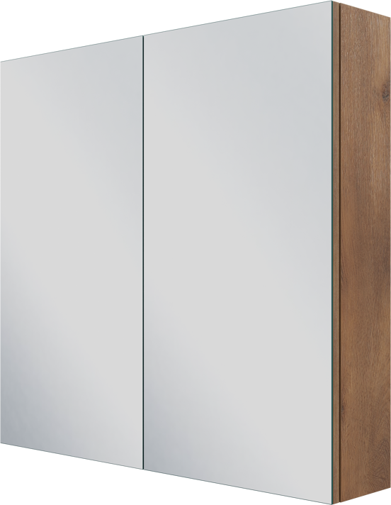 Linie Montro Spiegelschrank Bad: 80 x 75 cm, braune Eiche