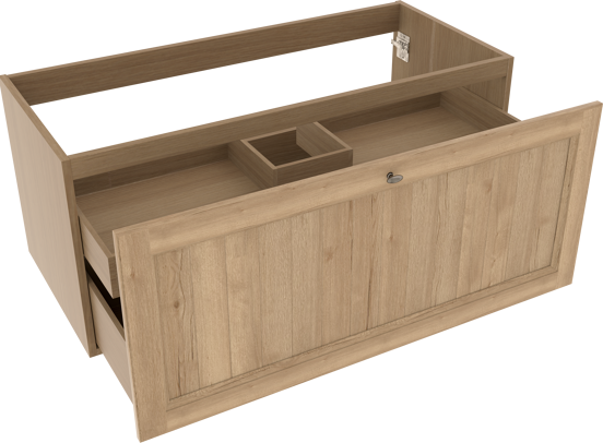 Balmani Lemon hängender Waschbeckenunterschrank: 120 x 55 cm, Eiche verwittert, 2 Schubladen