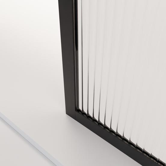 Balmani Framed Walk-In Dusche: 140 x 210 cm, Relief Glas, Schwarzes Profil, matt