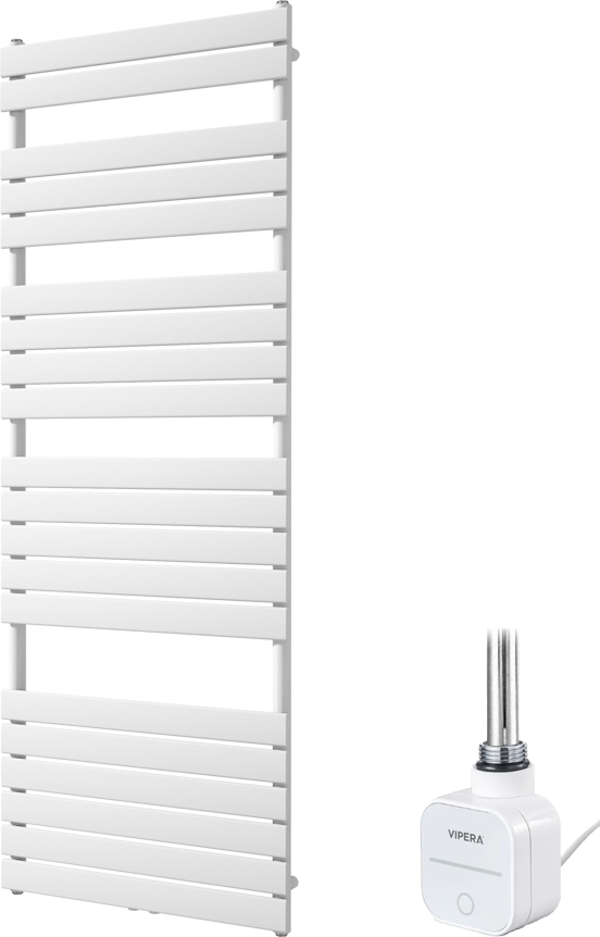 Vipera Vulcan enkele handdoekradiator 70 x 190 cm elektrische verwarming mat wit zij- en middenaansluiting 1200W, weerstand inbegrepen