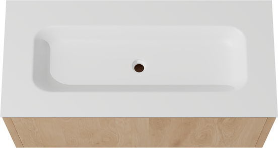 Balmani Eclips zwevend badkamermeubel 120 x 55 cm Natuur eik met Tablo Arcato enkele wastafel in Solid Surface mat wit