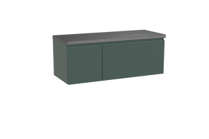 Balmani Sfera meuble salle de bains suspendu 135 x 55 cm forest avec Rock vasque asymétrique droite en granit noir