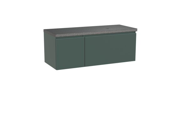 Balmani Sfera meuble salle de bains suspendu 135 x 55 cm forest avec Rock vasque asymétrique droite en granit noir