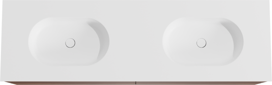 Balmani Mitra meuble salle de bains suspendu 180 x 55 cm noyer avec Tablo Oval double vasque en solid surface blanc mat