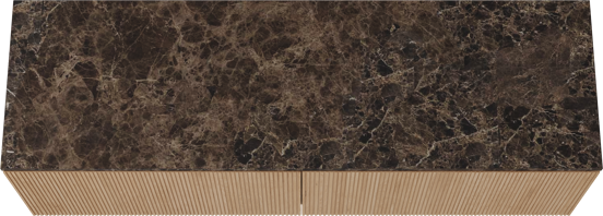 Balmani Eclips hängendes Möbelstück Set: 180 x 55 cm, Eiche Natur, mit Stretto Einzel- oder Doppel Waschtischplatte Marmor Dark Emperador, Vertikale symmetrische gerade Rippe