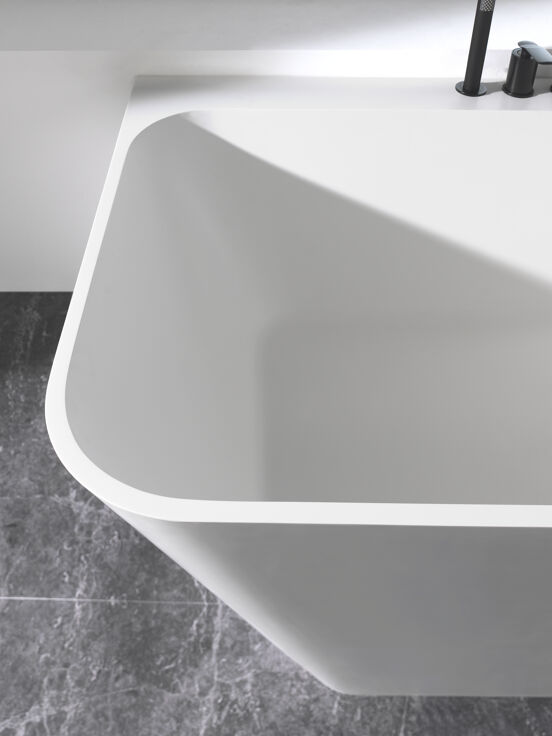Balmani Zigga baignoire d'angle droite duo 180 x 85 cm Solid Surface blanc mat