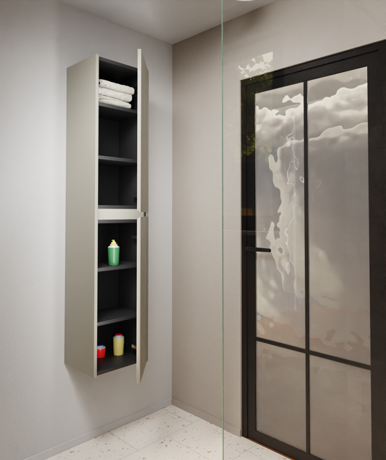 Storke Seda Badhochschrank: Hängend, Seidengrau, 40 x 35 x 170 cm