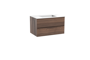 Balmani Mitra hängendes Möbelstück Set: 90 x 55 cm, Nussbaum, mit Tablo Stretto Einzelwaschtisch, Solid Surface Weiß matt