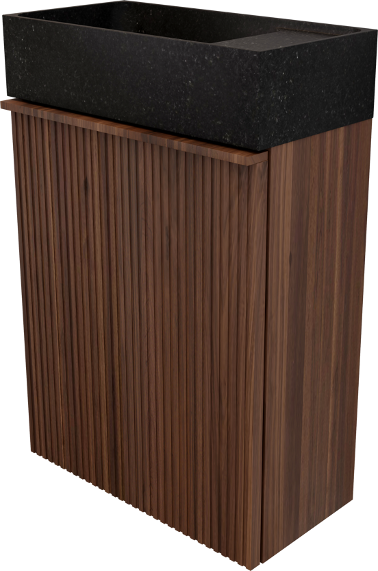 Balmani Forma meuble wc suspendu 42 x 21 cm noyer américain avec Dama lavabo en granite aiguisé