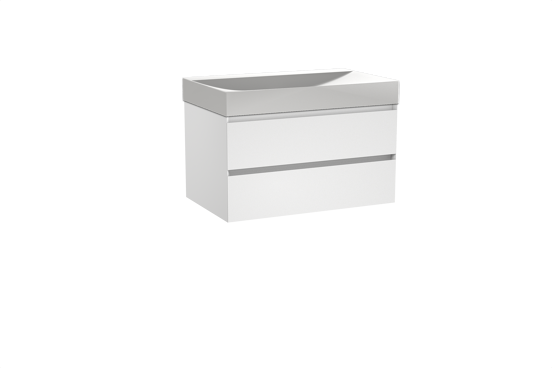 Balmani Mitra meuble salle de bains suspendu 90 x 55 cm blanc mat avec Wave plan simple en solid surface blanc mat