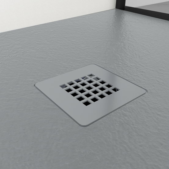 Balmani Vega douchebak 180 x 90 cm composietmarmer donkergrijs leisteenstructuur