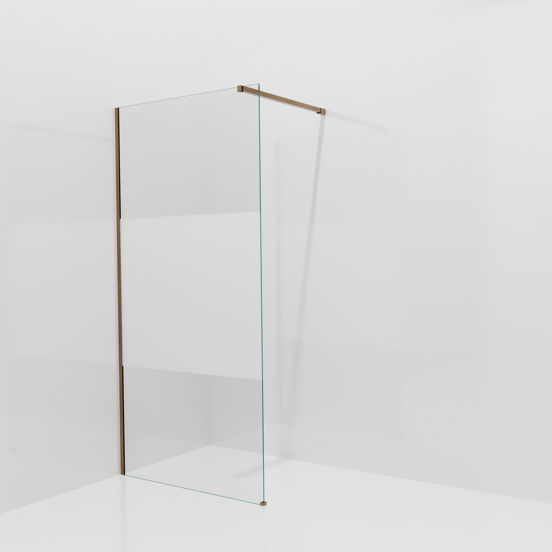 Balmani Modular douche à l'italienne: 100 x 200 cm, Verre transparent avec bande matte, avec coating, Profil Brushed Rosegold