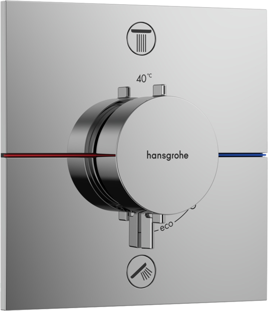 Hansgrohe Showerselect Comfort E Thermostat-Duscharmatur: Unterputz, für 2 Verbraucher, Chrom glänzend