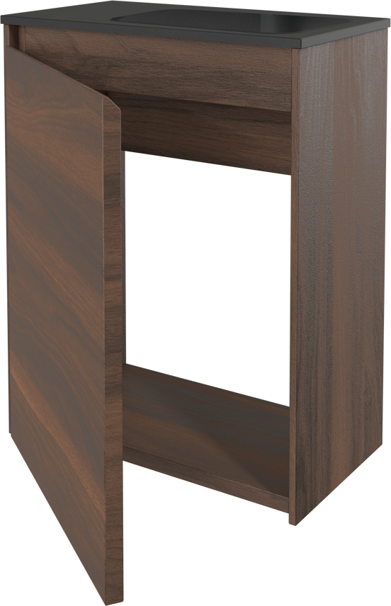 Storke Edge zwevend toiletmeubel 40 x 22 cm notenhout met Fina wastafel in mat kwarts