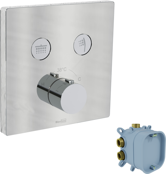 Blaufoss Switchline thermostat de douche encastré 2 évacuations chrome incl élément intégré