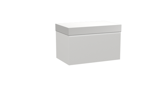 Balmani Fila hängendes Möbelstück Set: 90 x 55 cm, Weiß matt, mit Dominus Einzel Waschtischplatte, Solid Surface, Weiß matt, Vertikale symmetrische gerade Rippe
