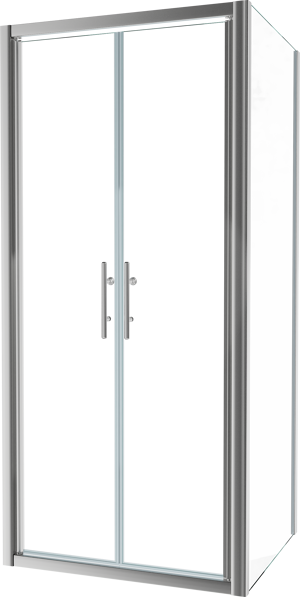Linie Cadiz paroi d'angle avec porte battante et paroi latérale fixe, 90 x 70 cm, verre transparent, profil chrome brossé