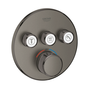 Grohe Grohtherm SmartControl Round thermostatische inbouw douchekraan 3 uitgangen Brushed Hard Graphite