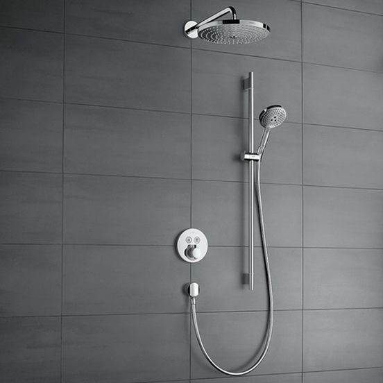 Hansgrohe Raindance Select S 240 ronde regendouchekop met muursteun 24 cm glanzend chroom