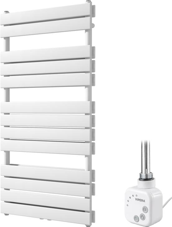 Vipera Vulcan sèche-serviettes Doublé 60 x 123 cm chauffage électrique blanc brillant raccordement latéral et central possible 1000W, résistance incluse