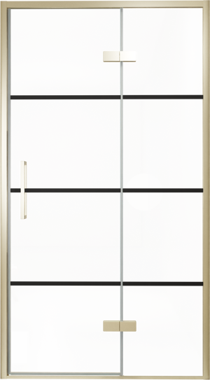 Balmani Senses Design porte pivotante à droite 120 cm x 210 cm verre Lined, Profil Brushed Champagne Gold