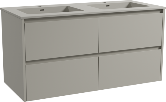 Storke Seda hängendes Möbelstück Set: 120 x 52 cm, Seidengrau, mit Diva Doppelwaschtisch, Top Solid Seidengrau