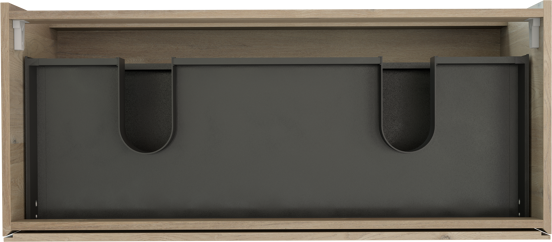 Storke Edge zwevende wastafelonderkast 120 x 52 cm ruwe eik 2 lades 2 sifonuitsparingen