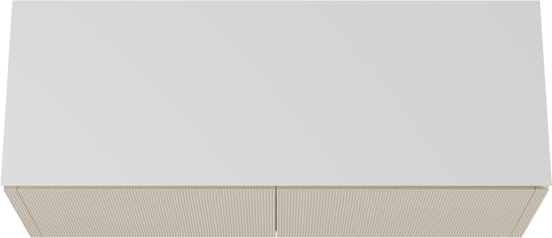 Balmani Eclips meuble salle de bains suspendu 150 x 55 cm Sandbeige avec Eclips tablette simple ou double vasque en Solid Surface blanc mat, Nervure droite symétrique verticale