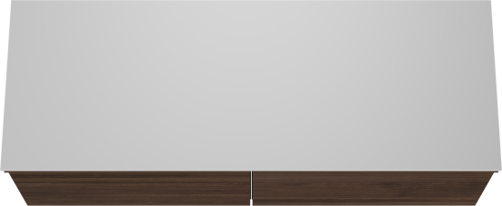 Balmani Forma zwevend badmeubel 150 x 55 cm amerikaans notenhout met Stretto enkel of dubbel wastafelblad in solid surface mat wit, Horizontale symmetrische rechte ribbel