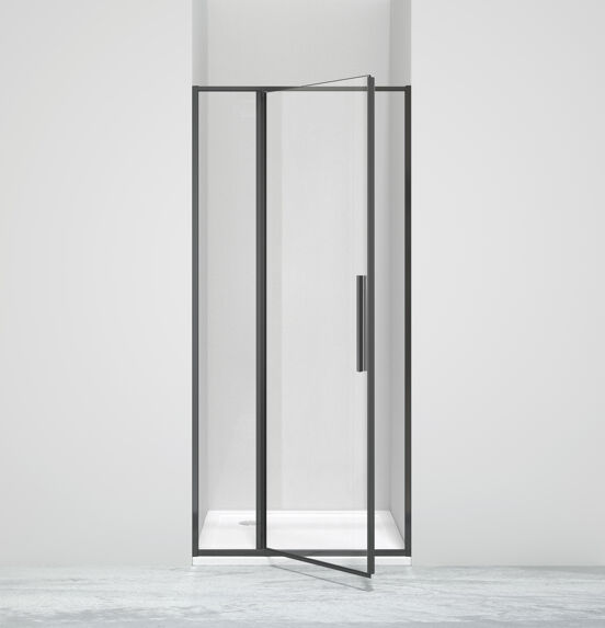 Luca Varess Morano douche draaideur 90 x 190 cm helder glas mat zwart profiel