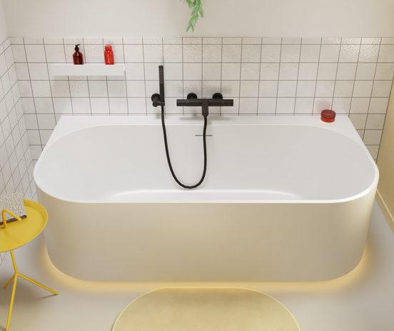 Luca Varess Laguna baignoire semi-îlot duo avec LED 170 x 85 cm acrylique blanc mat