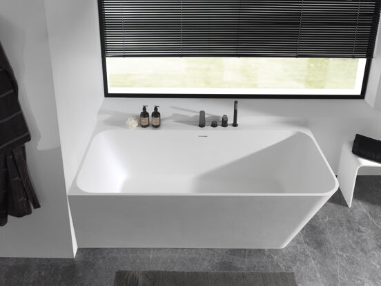 Balmani Zigga baignoire d'angle gauche double 180 x 85 cm Solid Surface blanc mat