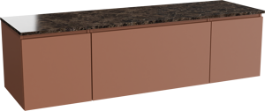 Balmani Sfera hängendes Möbelstück Set: 180 x 55 cm, Cotto, mit Stretto Einzel- oder Doppel Waschtischplatte, Marmor Dark Emperador