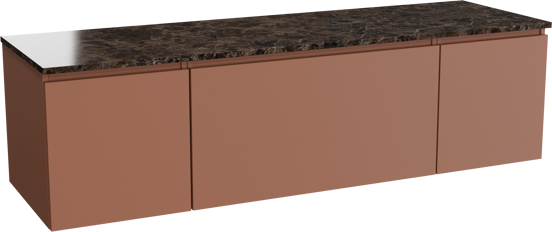 Balmani Sfera meuble salle de bains suspendu 180 x 55 cm cotto avec Stretto tablette simple ou double en marbre dark emperador