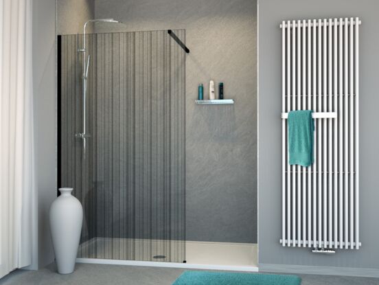 Balmani BMSS douche de niche 120 x 200 cm verre code barre noir profil noir mat